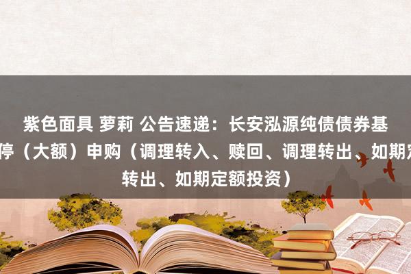 紫色面具 萝莉 公告速递：长安泓源纯债债券基金基金暂停（大额）申购（调理转入、赎回、调理转出、如期定额投资）