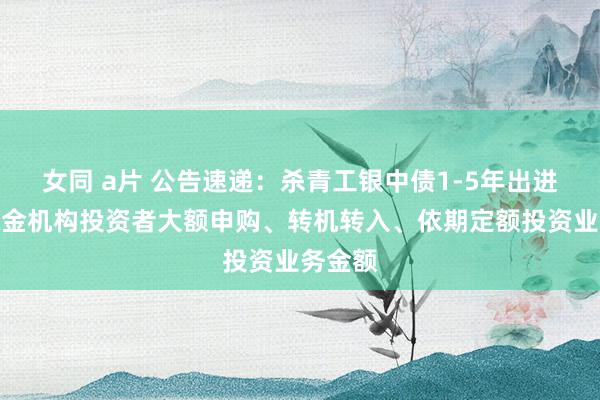 女同 a片 公告速递：杀青工银中债1-5年出进口行基金机构投资者大额申购、转机转入、依期定额投资业务金额