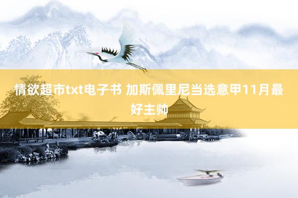 情欲超市txt电子书 加斯佩里尼当选意甲11月最好主帅