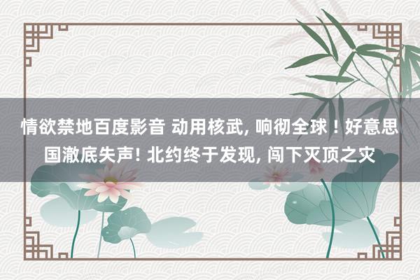 情欲禁地百度影音 动用核武， 响彻全球 ! 好意思国澈底失声! 北约终于发现， 闯下灭顶之灾