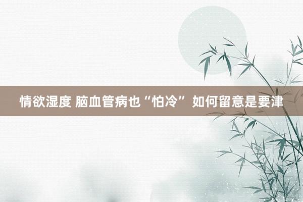情欲湿度 脑血管病也“怕冷” 如何留意是要津