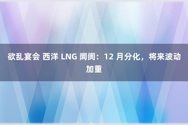 欲乱宴会 西洋 LNG 阛阓：12 月分化，将来波动加重