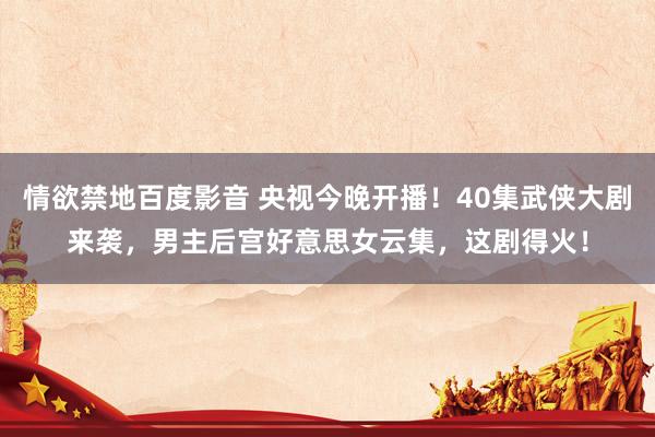 情欲禁地百度影音 央视今晚开播！40集武侠大剧来袭，男主后宫好意思女云集，这剧得火！