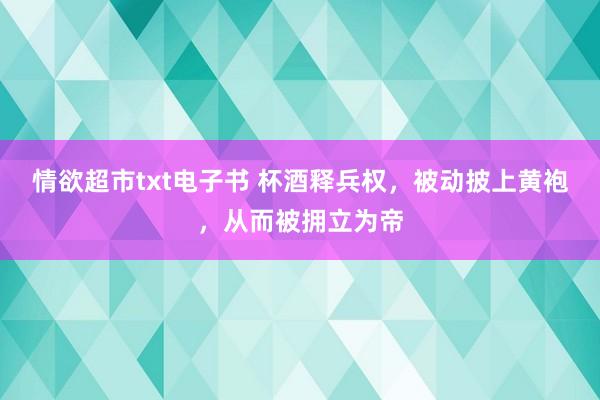 情欲超市txt电子书 杯酒释兵权，被动披上黄袍，从而被拥立为帝