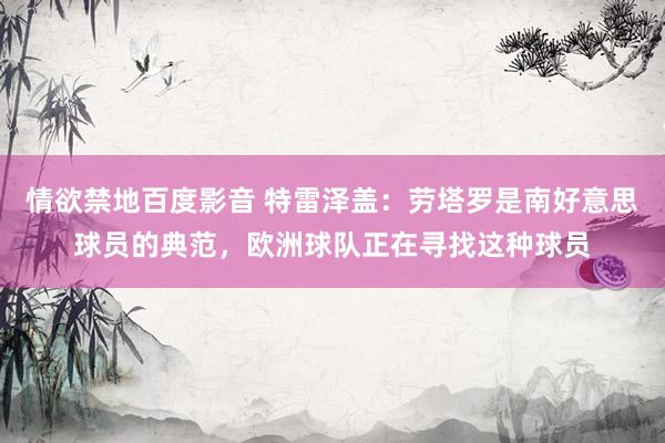 情欲禁地百度影音 特雷泽盖：劳塔罗是南好意思球员的典范，欧洲球队正在寻找这种球员