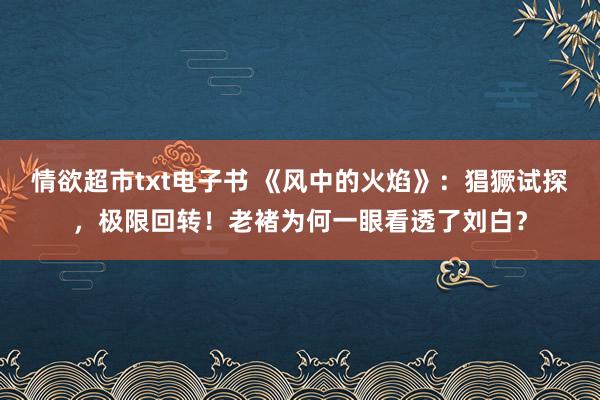 情欲超市txt电子书 《风中的火焰》：猖獗试探，极限回转！老褚为何一眼看透了刘白？