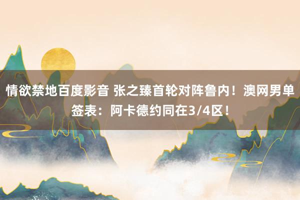 情欲禁地百度影音 张之臻首轮对阵鲁内！澳网男单签表：阿卡德约同在3/4区！