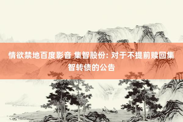 情欲禁地百度影音 集智股份: 对于不提前赎回集智转债的公告