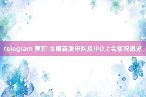 telegram 萝莉 本周新股申购及IPO上会情况概览
