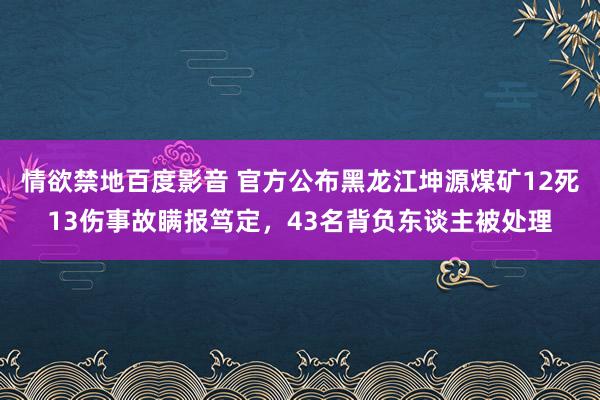 情欲禁地百度影音 官方公布黑龙江坤源煤矿12死13伤事故瞒报笃定，43名背负东谈主被处理