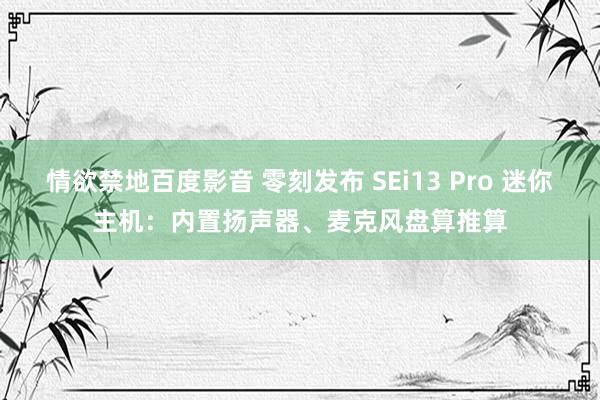情欲禁地百度影音 零刻发布 SEi13 Pro 迷你主机：内置扬声器、麦克风盘算推算
