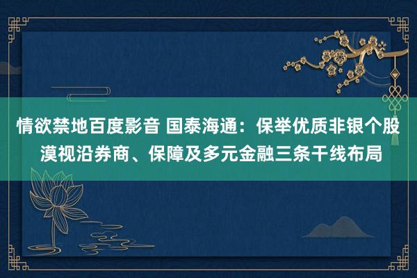 情欲禁地百度影音 国泰海通：保举优质非银个股 漠视沿券商、保障及多元金融三条干线布局