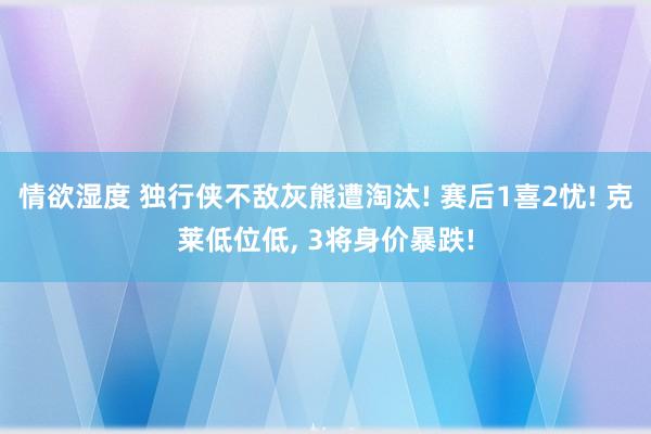 情欲湿度 独行侠不敌灰熊遭淘汰! 赛后1喜2忧! 克莱低位低， 3将身价暴跌!
